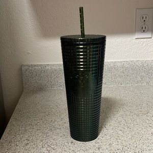 Hunter green grid Starbucks cup. NWT.